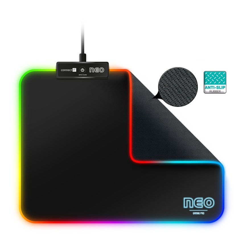 CONNECT IT CMP-3100-SM - LED RGB Mänguri hiirematt 32x24,5 cm must