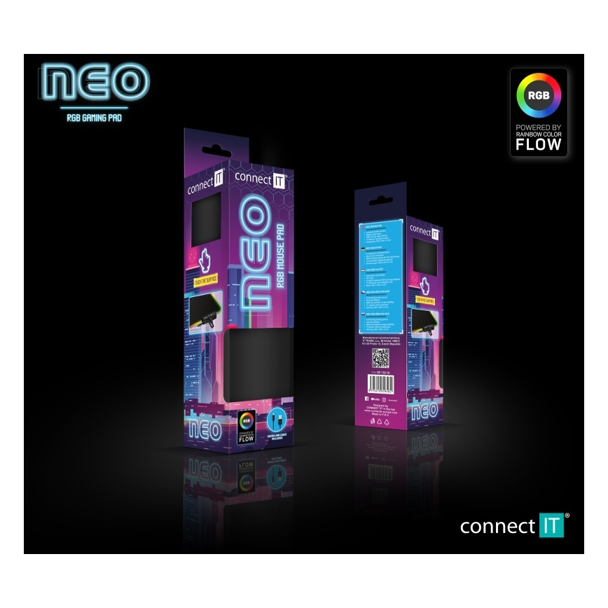 CONNECT IT CMP-3100-SM - LED RGB Mänguri hiirematt 32x24,5 cm must