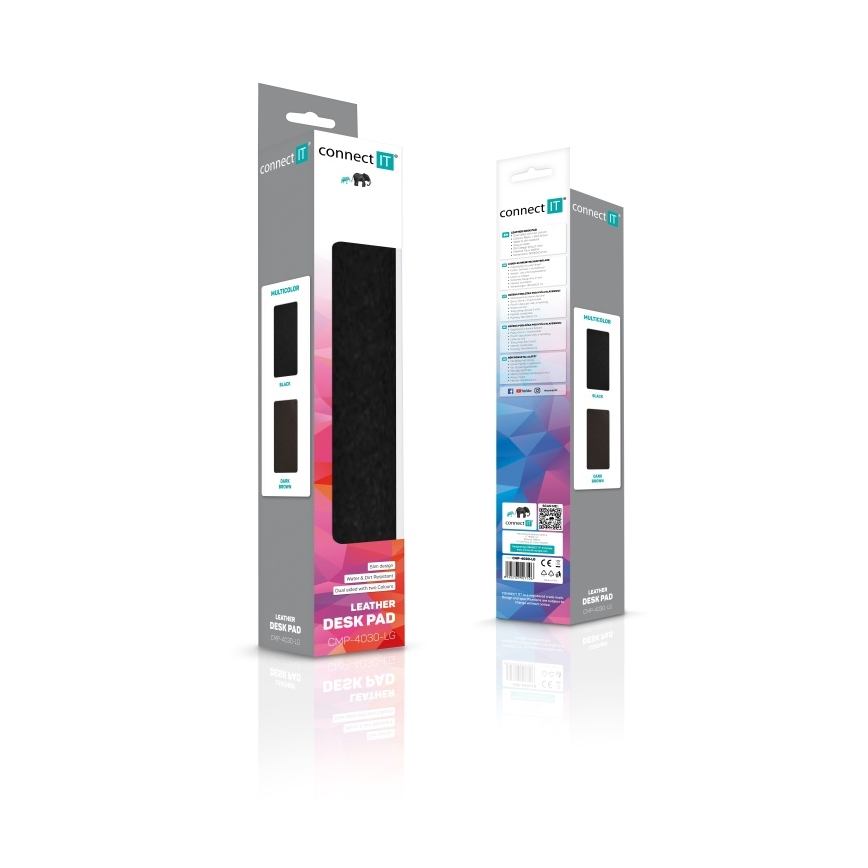 CONNECT IT CMP-4030-LG - Kahepoolselt kasutatav klaviatuuri- ja hiirematt 90x40 cm must/pruun