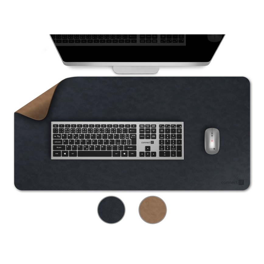 CONNECT IT CMP-4040-LG - Kahepoolne klaviatuuri- ja hiirematt 90x40 cm sinine/pruun