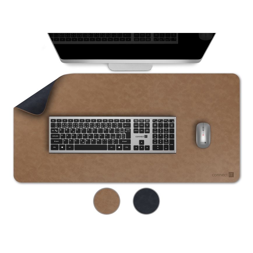 CONNECT IT CMP-4040-LG - Kahepoolne klaviatuuri- ja hiirematt 90x40 cm sinine/pruun