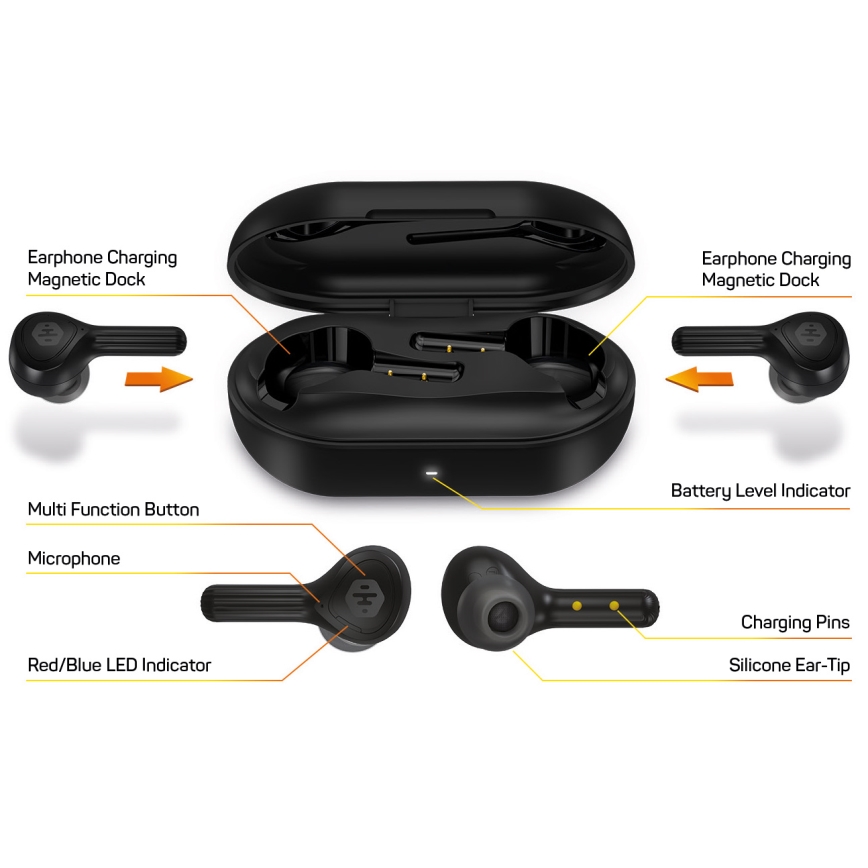 CONNECT IT HEP-5300-BK - Juhtmevaba earphones mikrofoniga 300 mAh must