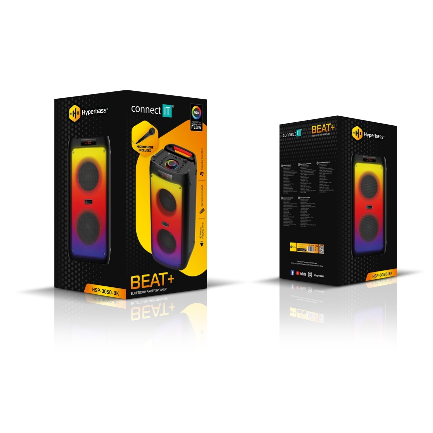 CONNECT IT HSP-3050-BK - LED Juhtmevaba kõlar mikrofoniga 60W/5V 4500 mAh must + kaugjuhtimispult