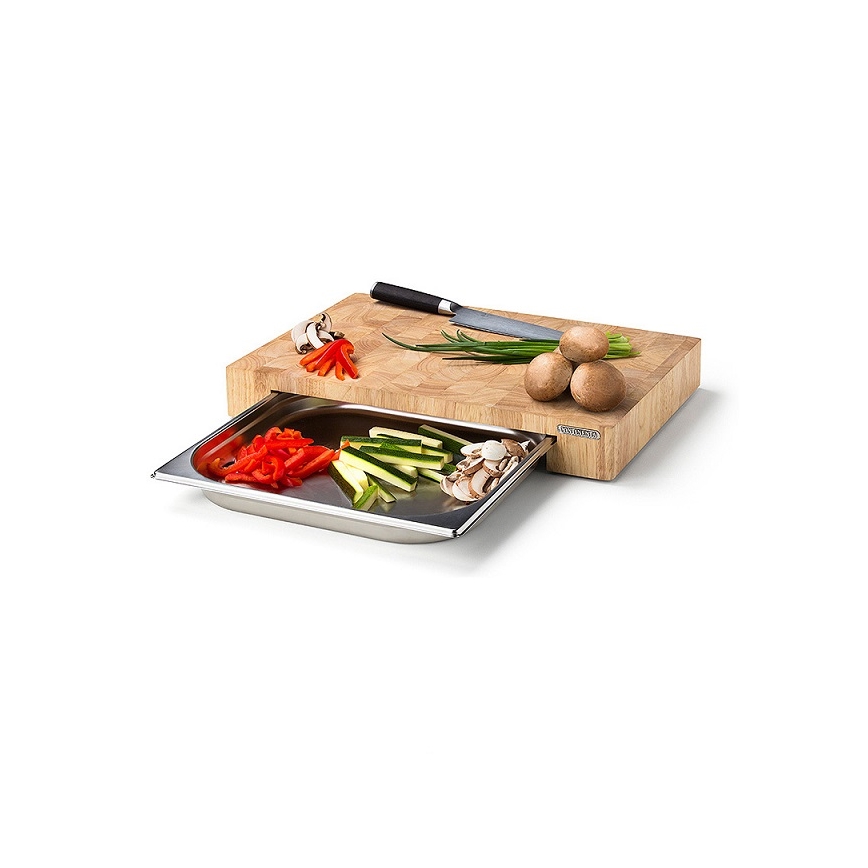 Continenta C4027 -Lõikelaud koos kausiga 48x32,5 cm kummi-viigipuu