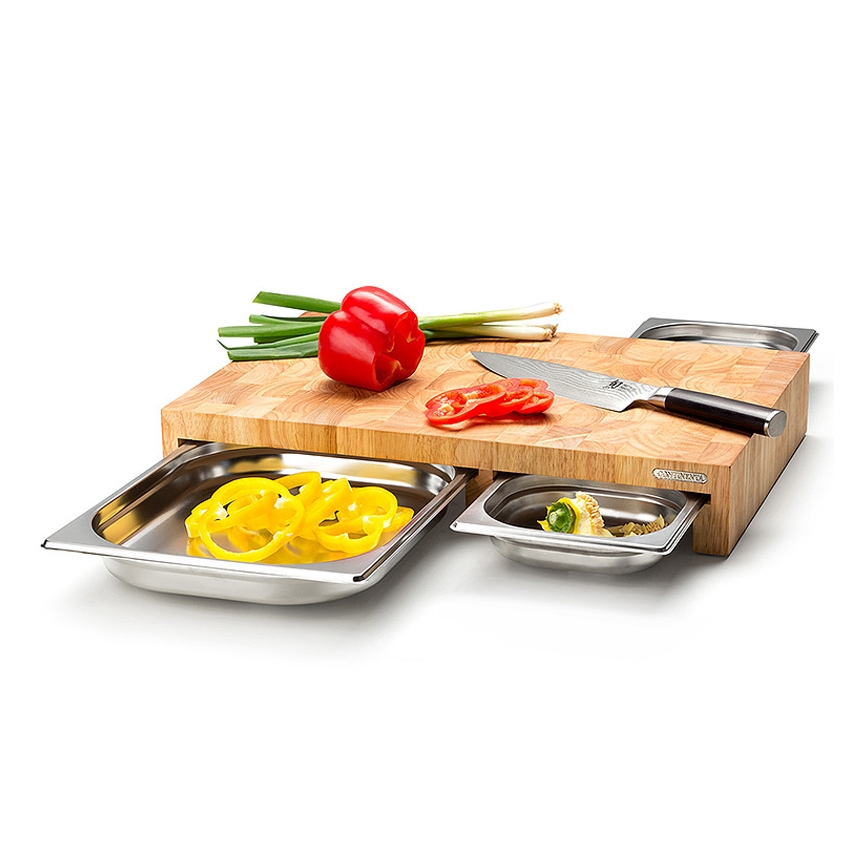 Continenta C4028 - KOMPLEKT 1x Lõikelaud 50x32,5 cm + 3x kauss kummi-viigipuu