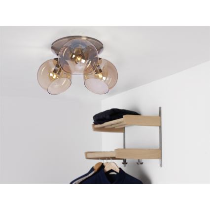Cottex - laevalgusti CAPELLA 3xE14/40W/230V, läbimõõt 37 cm, suitsune/pruun