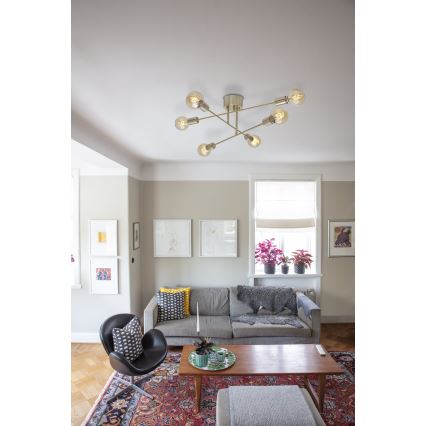 Cottex - Lae külge kinnitatav lühter BATON 6xE27/60W/230V messing