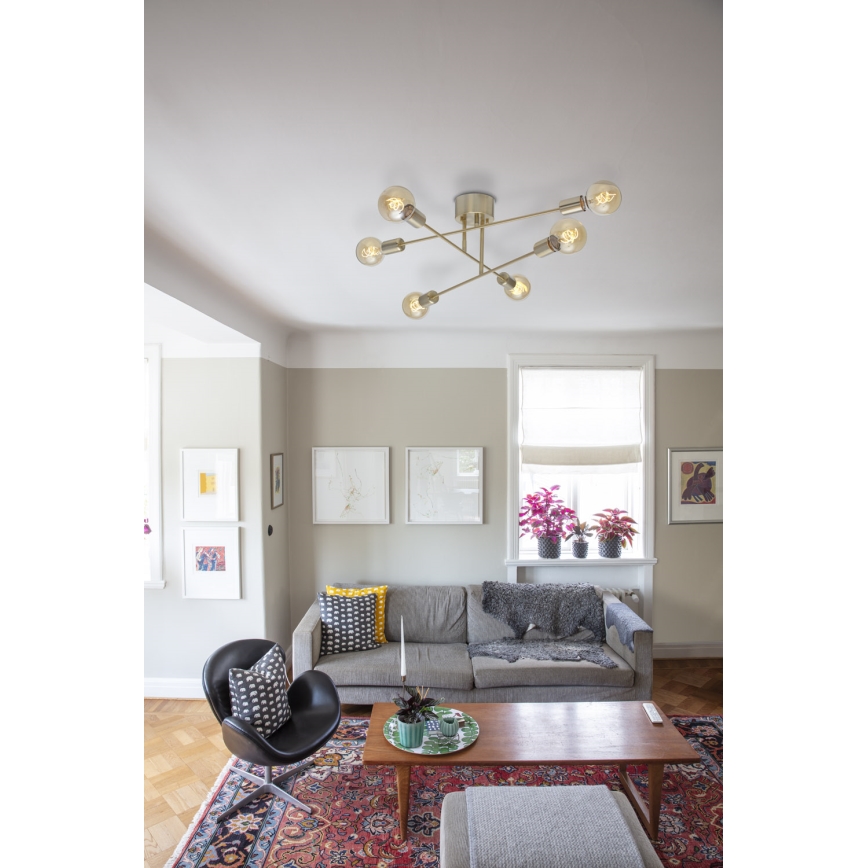 Cottex - Lae külge kinnitatav lühter BATON 6xE27/60W/230V messing