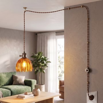 Cottex - Rippvalgusti kaabliga pistikusse NORA 1xE14/5W/230V pruun