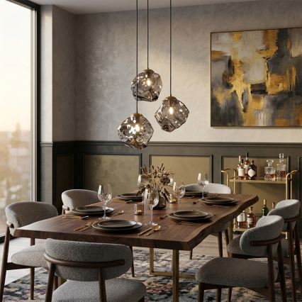 CRISTAL ripplühter kaabliga 3xE14/15W/230V messing/suitsune must