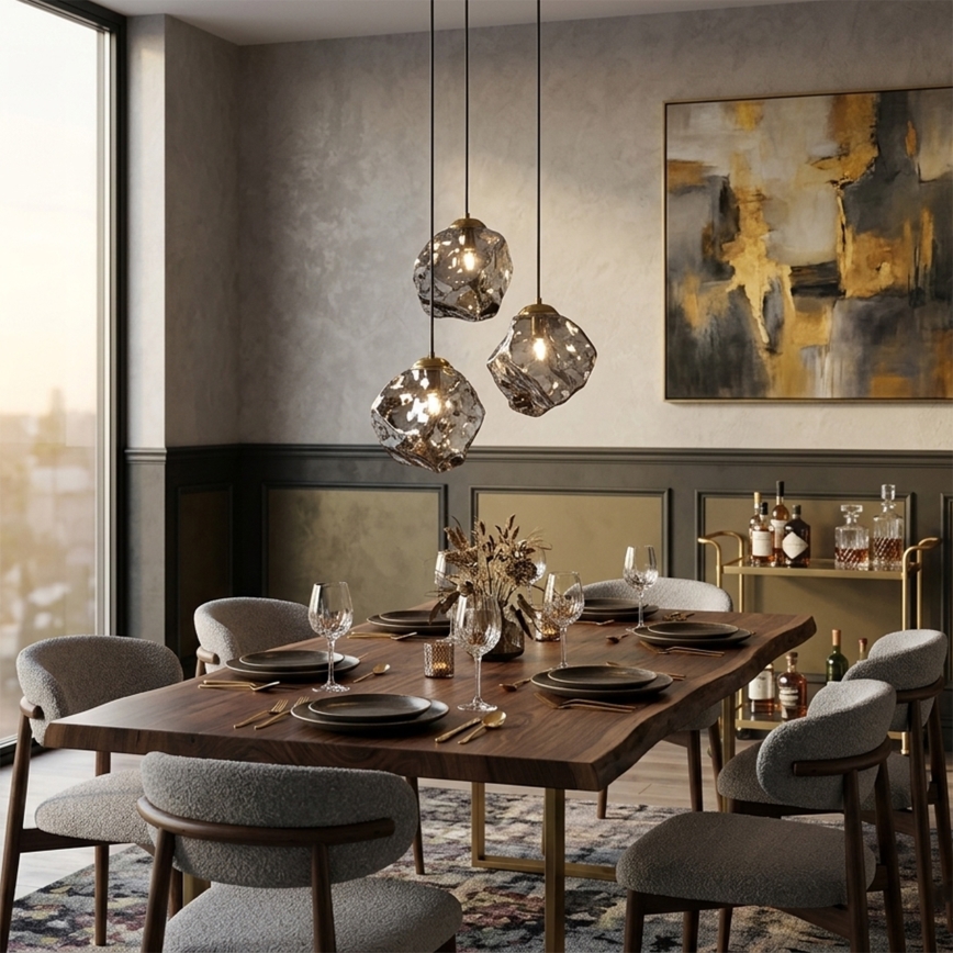 CRISTAL ripplühter kaabliga 3xE14/15W/230V messing/suitsune must