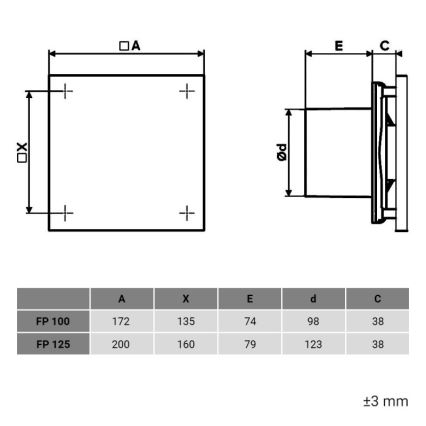 Dalap 1349 - Aksiaalventilaator ajastiga ja niiskusanduriga 125 FPZW 20W/230V