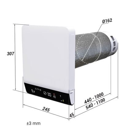 Dalap 25B160 - Kohalik toa rekuperatsiooniseade BRISE 160 22W/230V Wi-Fi + kaugjuhtimispult