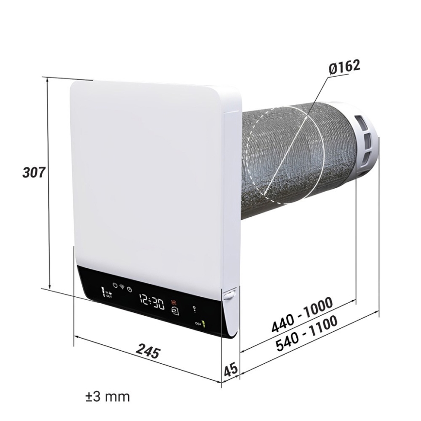 Dalap 25BP160 - Siseruumide rekuperatsiooniseade BRISE 160 PROFI 22W/230V Wi-Fi + kaugjuhtimispult