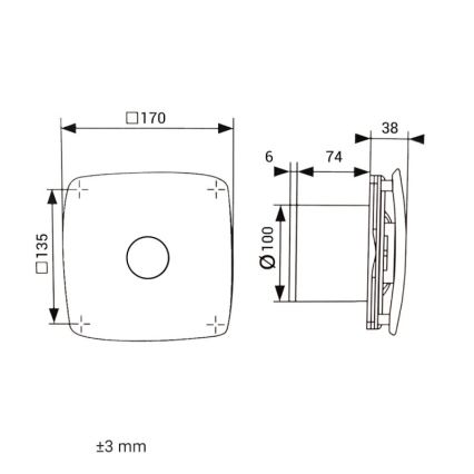 Dalap 41093 - Aksiaalventilaator 100 ONYX 14W/230V