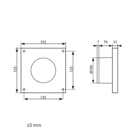 Dalap 41095ZW - Aksiaalventilaator ajastiga ja niiskusanduriga 100 DARK ZW 8,4W/230V