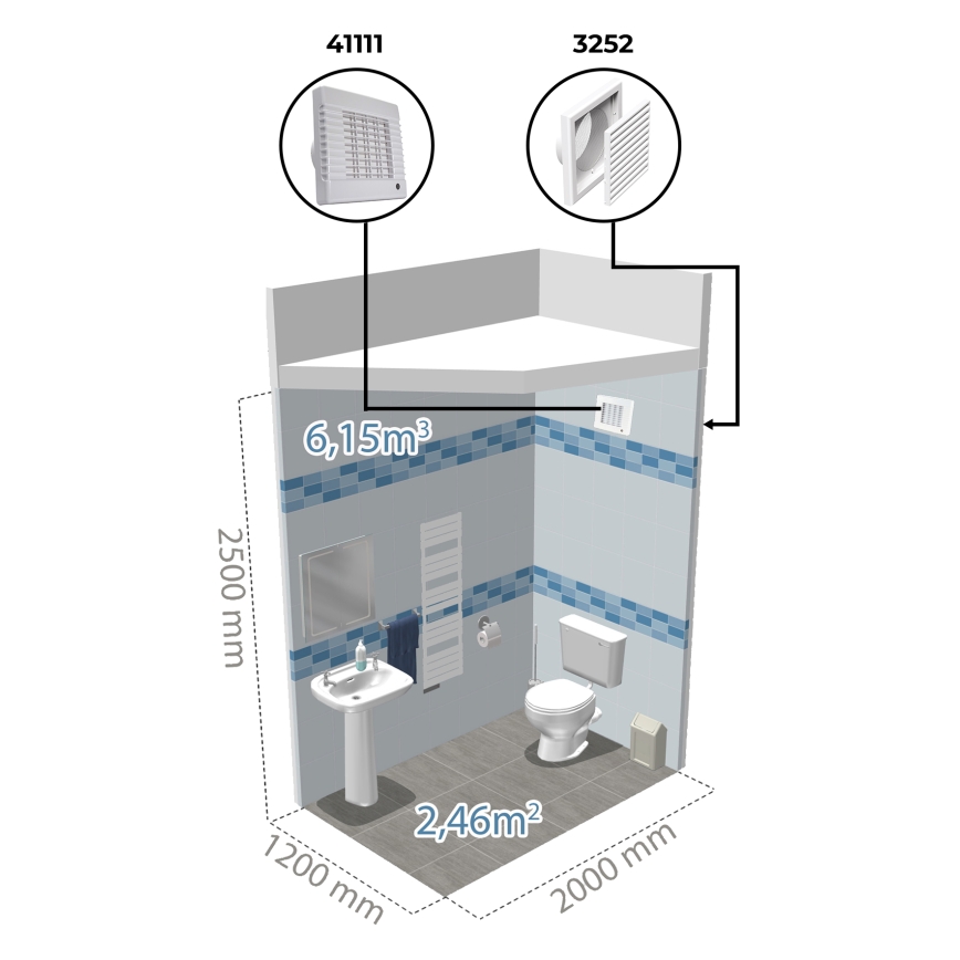 Dalap 41104 - Aksiaalne ventilaator automaatse tagasilöögiklappiga 100 LV 12 18W/12V