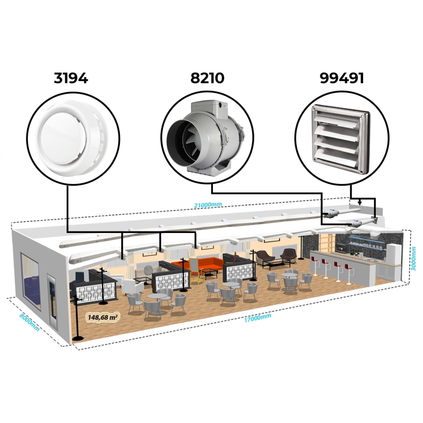 Dalap 8210 - Aksiaalventilaator AP PROFI 150 50W/230V