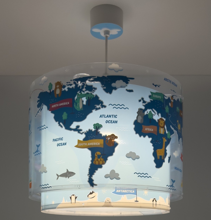 Dalber 40672 - Laste laelamp WORLD 1xE27/15W/230V sinine