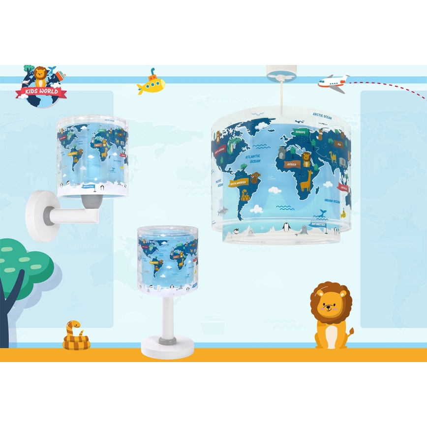 Dalber 40679 - Lastetoa seinavalgusti WORLD 1xE27/15W/230V sinine