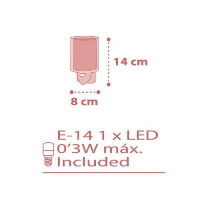 Dalber 41005S - LED Lamp pistikupessa DOTS 1xE14/0,3W/230V