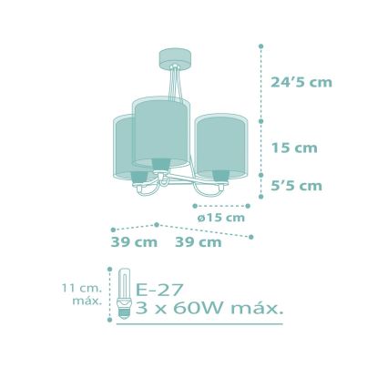 Dalber 41007H - Lühter lastele DOTS 3xE27/60W/230V