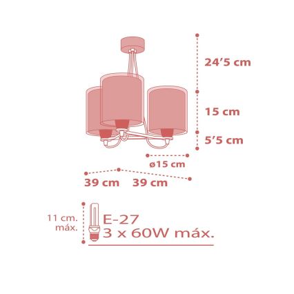 Dalber 41007S - Lühter lastele DOTS 3xE27/60W/230V