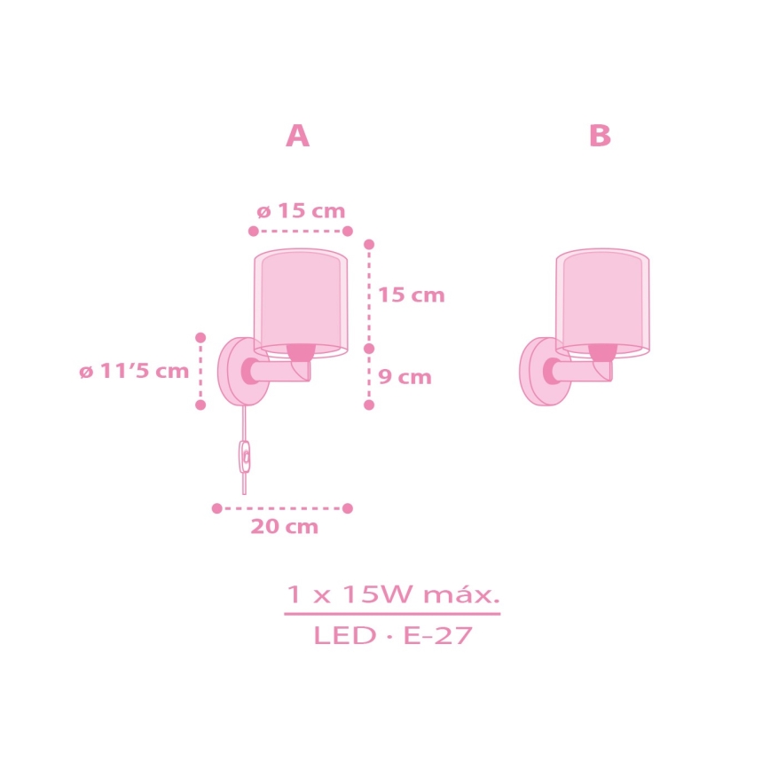 Dalber 41259 - Laste seinavalgusti HELLO KITTY&FRIENDS 1xE27/15W/230V roosa