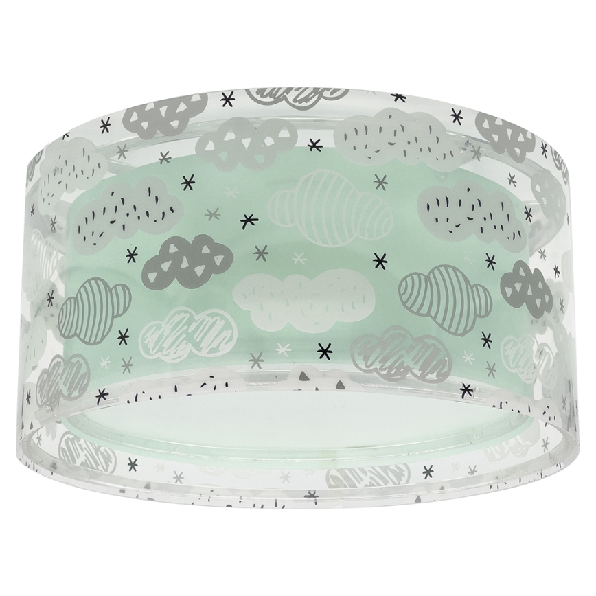 Dalber 41416H - Laevalgusti lastele CLOUDS 2xE27/60W/230V roheline