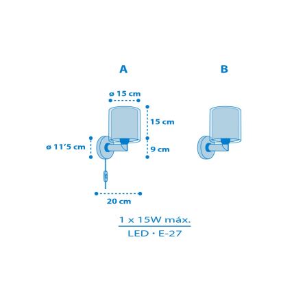 Dalber 41579T - Lastetoa seinavalgusti BABY TEDDY 1xE27/15W/230V sinine