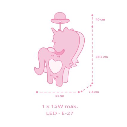 Dalber 41597 - Lühter lastele UNICORN 1xE27/15W/230V