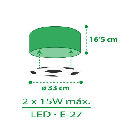 Dalber 41736 - Laevalgusti lastetuppa FOOTBALL 2xE27/15W/230V