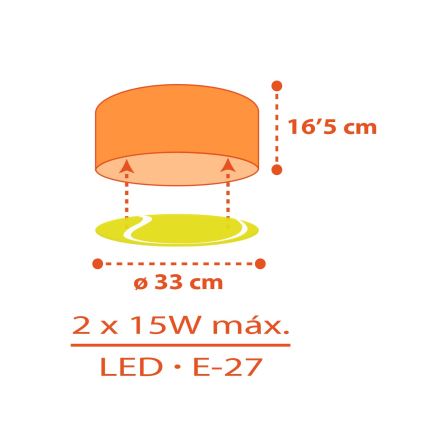 Dalber 41756 - Laevalgusti lastetuppa TENNIS 2xE27/15W/230V