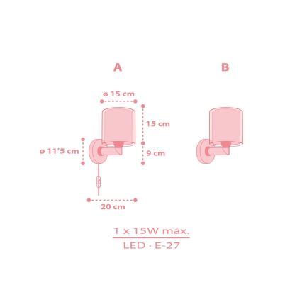 Dalber 41769S - Laste seinavalgusti KAWAII FRIENDS 1xE27/15W/230V roosa