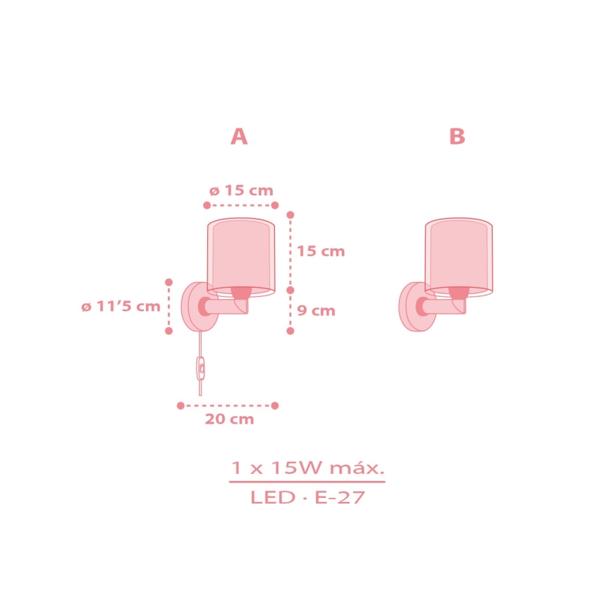 Dalber 41769S - Laste seinavalgusti KAWAII FRIENDS 1xE27/15W/230V roosa