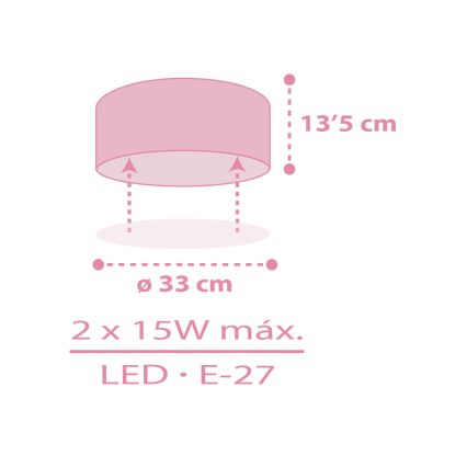Dalber 42006S - Laevalgusti lastele COLOR LIGHT 2xE27/15W/230V roosa
