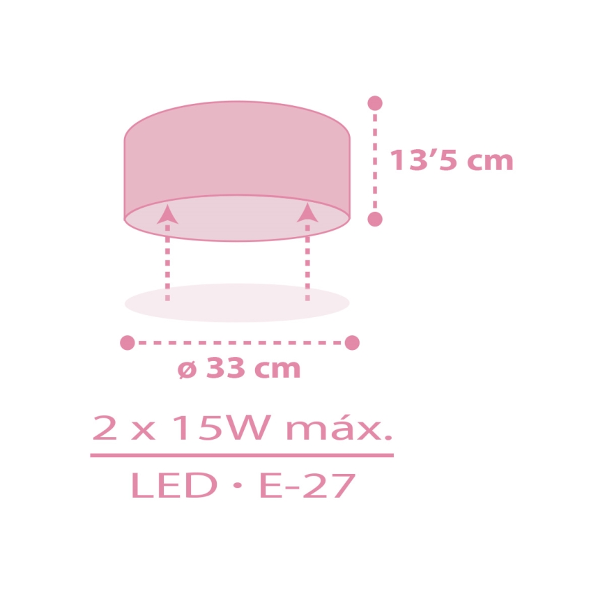 Dalber 42006S - Laevalgusti lastele COLOR LIGHT 2xE27/15W/230V roosa
