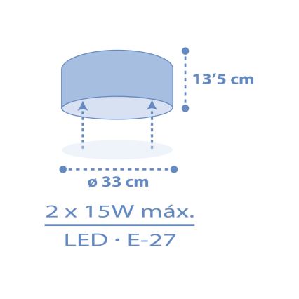 Dalber 42006T - Laevalgusti lastele COLOR LIGHT 2xE27/15W/230V sinine