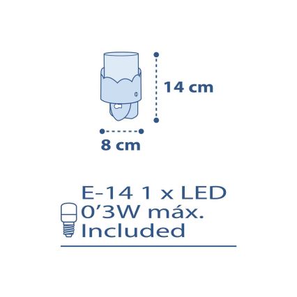 Dalber 61235T - LED Lamp pistikupessa MOON 1xE14/0,3W/230V