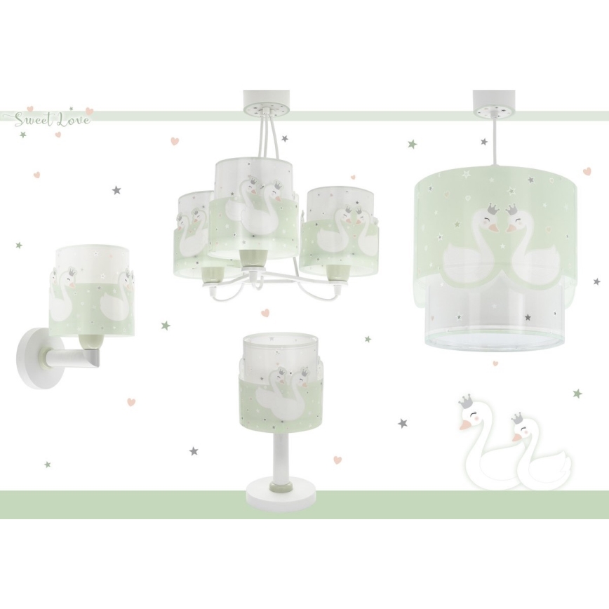Dalber 61719H - Seinavalgusti lastetuppa SWEET LOVE 1xE27/60W/230V roheline