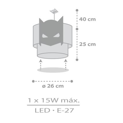Dalber 61802 - Lühter lastele DARK HERO 1xE27/15W/230V