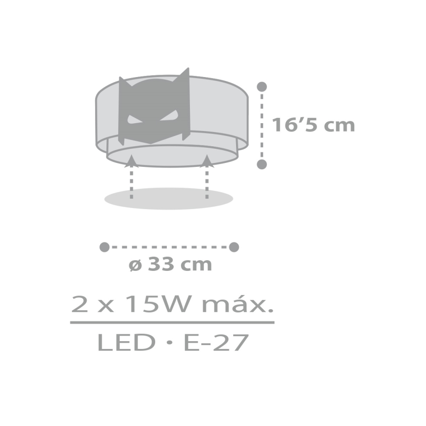 Dalber 61806 - Laevalgusti lastele DARK HERO 2xE27/15W/230V