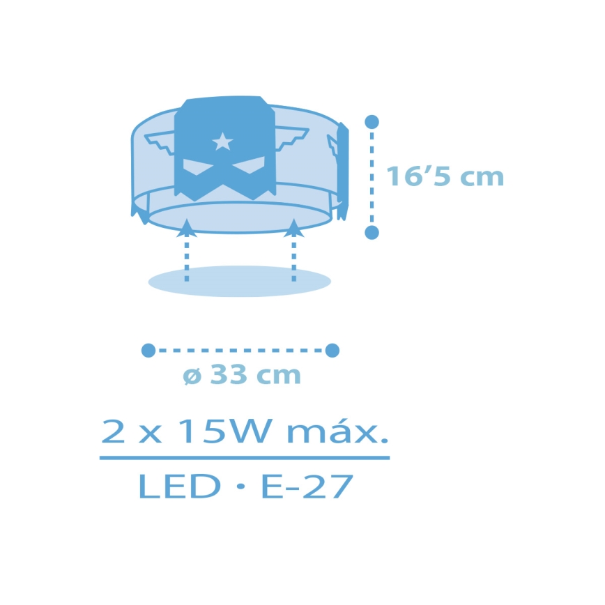 Dalber 61816 - Laevalgusti lastele SININE HERO 2xE27/15W/230V
