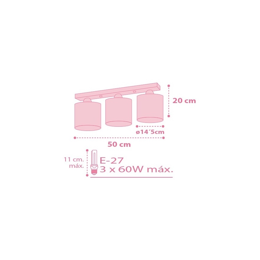 Dalber 62003S - Laevalgusti lastele COLORS 3xE27/60W/230V