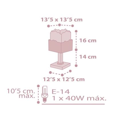 Dalber 63161S - Lamp lastetuppa PANDA 1xE14/40W/230V roosa