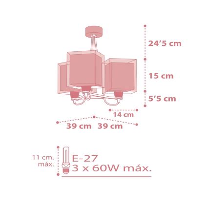 Dalber 63267S - Lühter lastele KOALA 3xE27/60W/230V