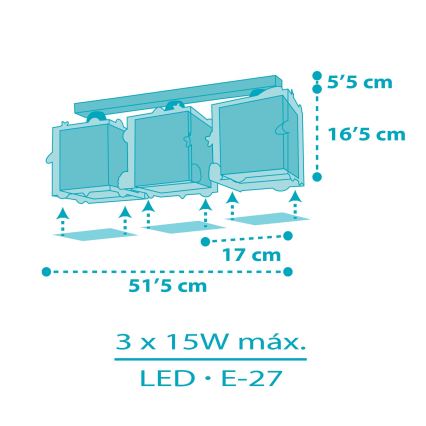 Dalber 63353 - Laevalgusti lastetuppa ROCKET 3xE27/15W/230V