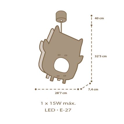 Dalber 63397 - Lühter lastele OWL 1xE27/15W/230V