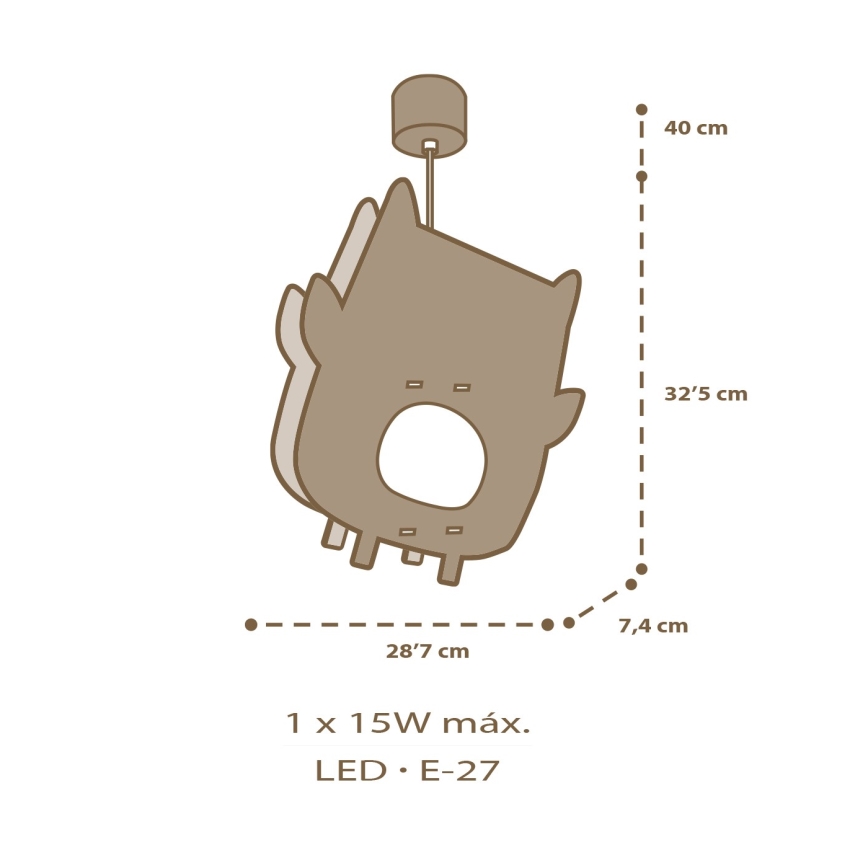 Dalber 63397 - Lühter lastele OWL 1xE27/15W/230V