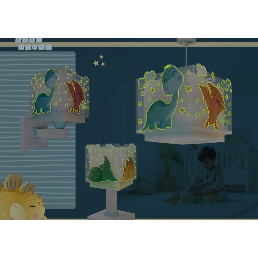 Dalber 63452 - Lastetoa laelamp BABY DINOS 1xE27/15W/230V erksavärviline